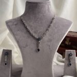 Blue Sapphire and Diamond Necklace Set.