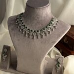 American Diamond (CZ) Jewellery Necklace Set in Silver Finish.