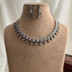 Rhodium-Plated Crystal Rhinestone Choker Necklace Set