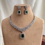 American Diamond Emerald Necklace Set.